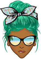 (309-05-2) African American Messy Bun Mom Beach Reflection Sunglasses