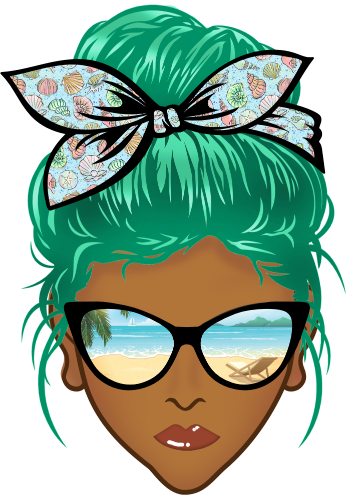 (309-05-2) African American Messy Bun Mom Beach Reflection Sunglasses