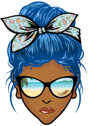 (309-05-2) African American Messy Bun Mom Beach Reflection Sunglasses