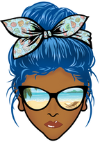 (309-05-2) African American Messy Bun Mom Beach Reflection Sunglasses