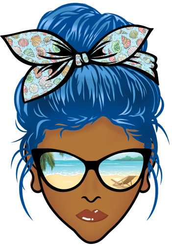 (309-05-2) African American Messy Bun Mom Beach Reflection Sunglasses