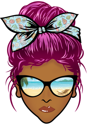 (309-05-2) African American Messy Bun Mom Beach Reflection Sunglasses