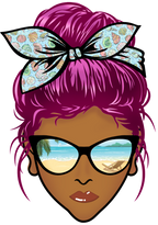 (309-05-2) African American Messy Bun Mom Beach Reflection Sunglasses