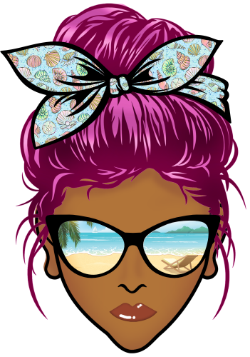 (309-05-2) African American Messy Bun Mom Beach Reflection Sunglasses