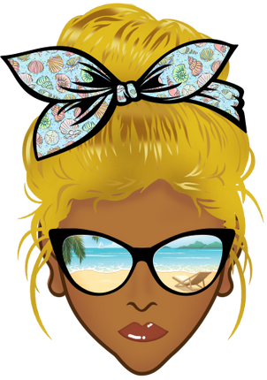 (309-05-2) African American Messy Bun Mom Beach Reflection Sunglasses