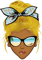 (309-05-2) African American Messy Bun Mom Beach Reflection Sunglasses