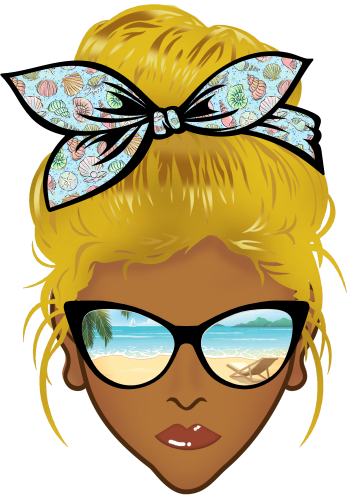(309-05-2) African American Messy Bun Mom Beach Reflection Sunglasses