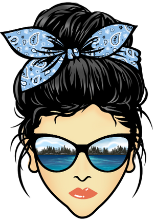 (309-06-1) Messy Bun Mom Lake Reflection Sunglasses