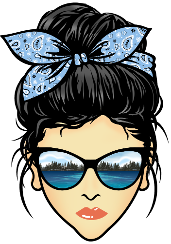 (309-06-1) Messy Bun Mom Lake Reflection Sunglasses