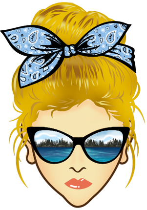 (309-06-1) Messy Bun Mom Lake Reflection Sunglasses