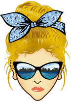 (309-06-1) Messy Bun Mom Lake Reflection Sunglasses