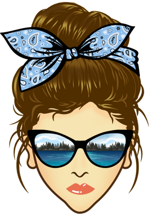 (309-06-1) Messy Bun Mom Lake Reflection Sunglasses