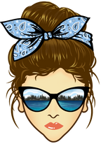 (309-06-1) Messy Bun Mom Lake Reflection Sunglasses