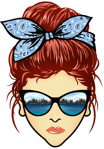 (309-06-1) Messy Bun Mom Lake Reflection Sunglasses