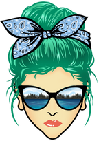 (309-06-1) Messy Bun Mom Lake Reflection Sunglasses