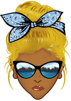 (309-06-2) African American Messy Bun Mom Lake Reflection Sunglasses