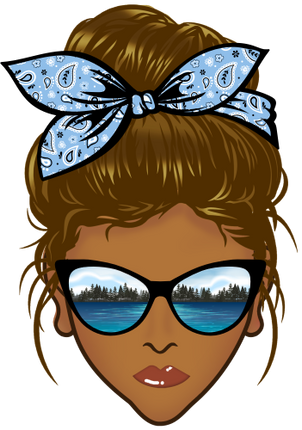 (309-06-2) African American Messy Bun Mom Lake Reflection Sunglasses