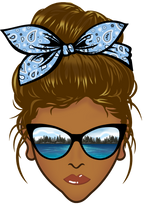 (309-06-2) African American Messy Bun Mom Lake Reflection Sunglasses