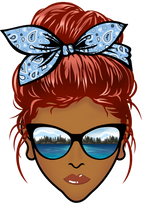 (309-06-2) African American Messy Bun Mom Lake Reflection Sunglasses