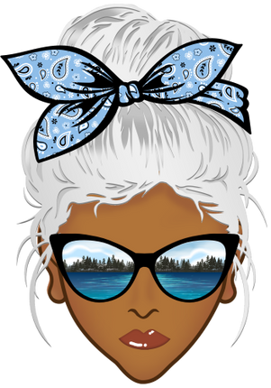 (309-06-2) African American Messy Bun Mom Lake Reflection Sunglasses