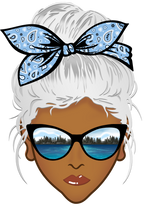 (309-06-2) African American Messy Bun Mom Lake Reflection Sunglasses