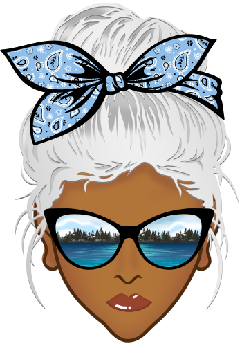 (309-06-2) African American Messy Bun Mom Lake Reflection Sunglasses