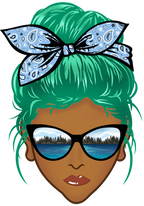 (309-06-2) African American Messy Bun Mom Lake Reflection Sunglasses