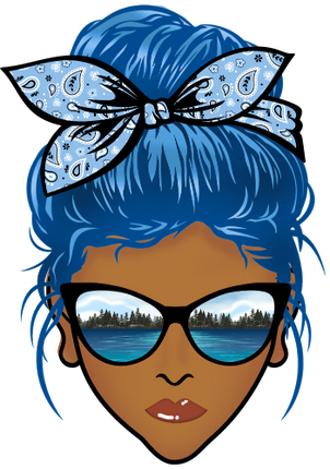 (309-06-2) African American Messy Bun Mom Lake Reflection Sunglasses