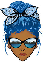 (309-06-2) African American Messy Bun Mom Lake Reflection Sunglasses