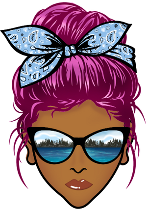 (309-06-2) African American Messy Bun Mom Lake Reflection Sunglasses
