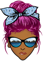 (309-06-2) African American Messy Bun Mom Lake Reflection Sunglasses