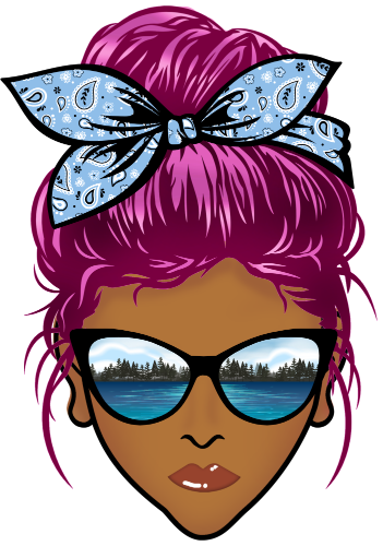 (309-06-2) African American Messy Bun Mom Lake Reflection Sunglasses