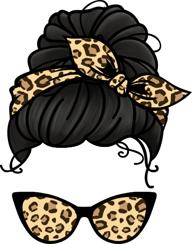 (309-07) Messy Bun Mom Leopard Print Sunglasses