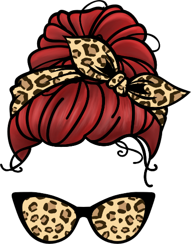 (309-07) Messy Bun Mom Leopard Print Sunglasses