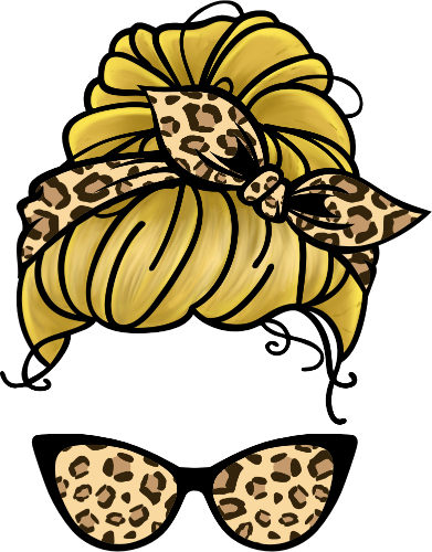 (309-07) Messy Bun Mom Leopard Print Sunglasses