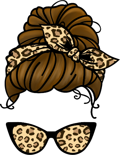 (309-07) Messy Bun Mom Leopard Print Sunglasses