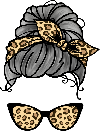 (309-07) Messy Bun Mom Leopard Print Sunglasses