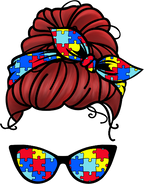 (309-08) Messy Bun Mom Autism Puzzle Print Sunglasses