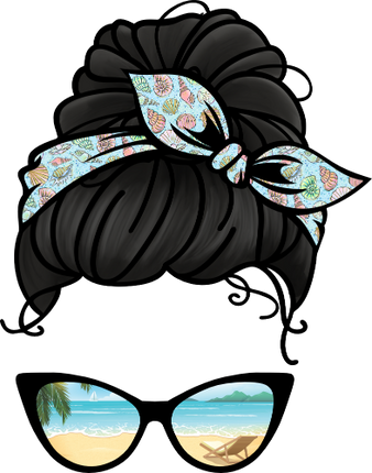 (309-09) Messy Bun Mom Beach Reflection Sunglasses
