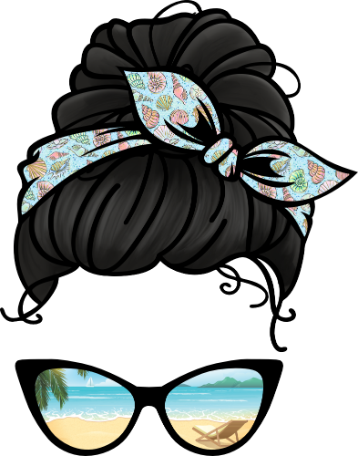 (309-09) Messy Bun Mom Beach Reflection Sunglasses