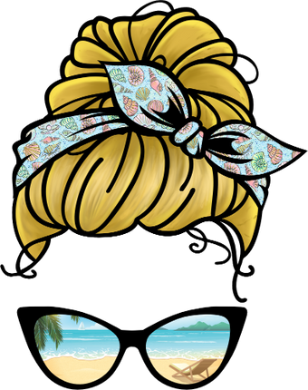 (309-09) Messy Bun Mom Beach Reflection Sunglasses