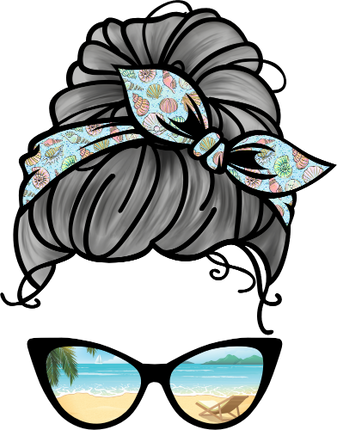 (309-09) Messy Bun Mom Beach Reflection Sunglasses