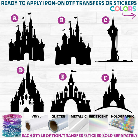 (s030) Princess Castle Castles Printed Heat Transfer or Sticker