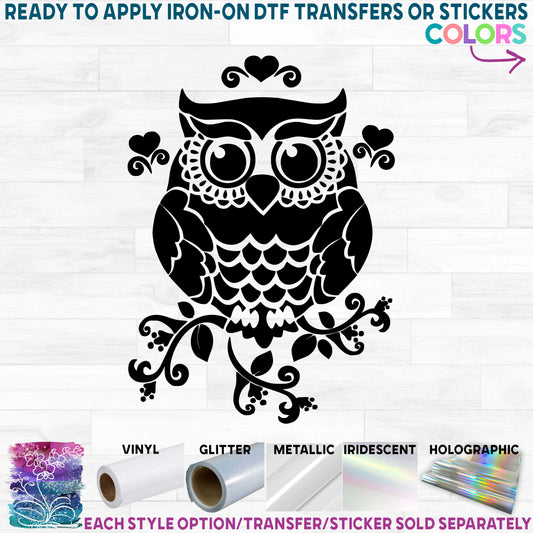 (s031-P) Cute Owl Printed Heat Transfer or Sticker