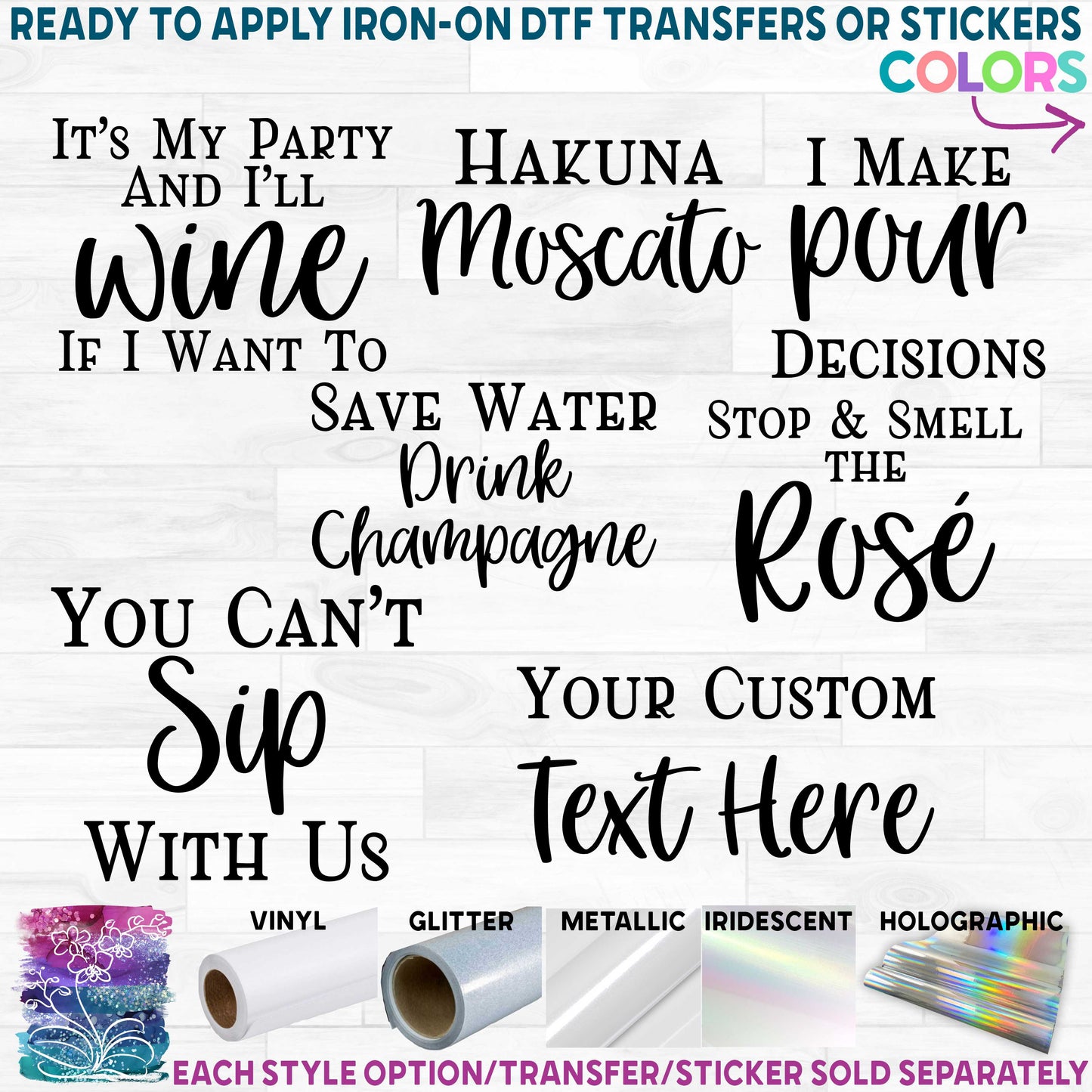 (s310-F) Wine Phrases Custom Text