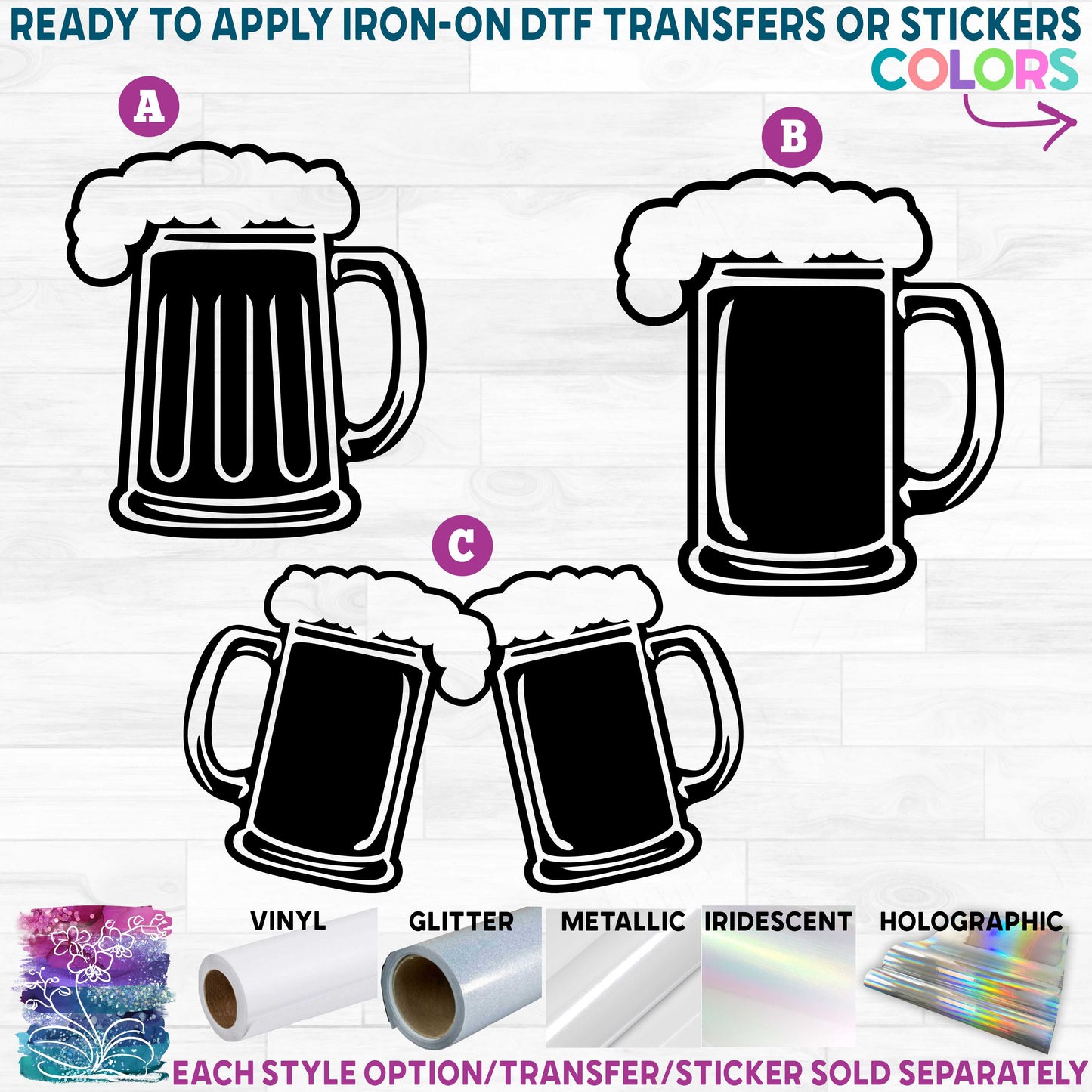 (s310-1) Beer Mugs Mug Printed Heat Transfer or Sticker