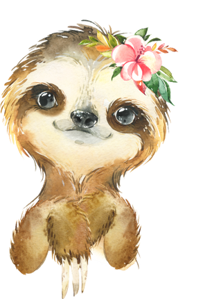 (s313-1-2A-41) Baby Sloth Flowers