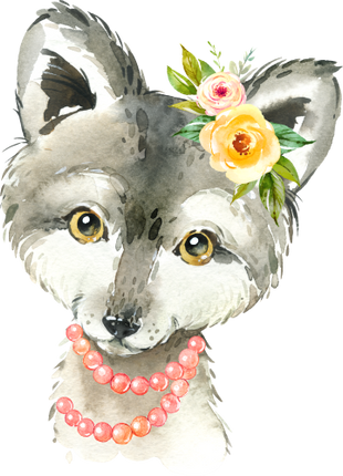 (s313-1-3A-53_7) Baby Wolf Flowers Pearl Necklace