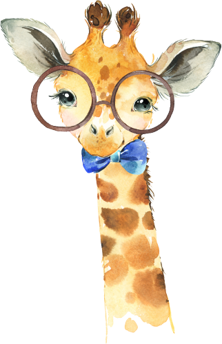 (s313-1-2B-22_8) Baby Giraffe Glasses Blue Bowtie