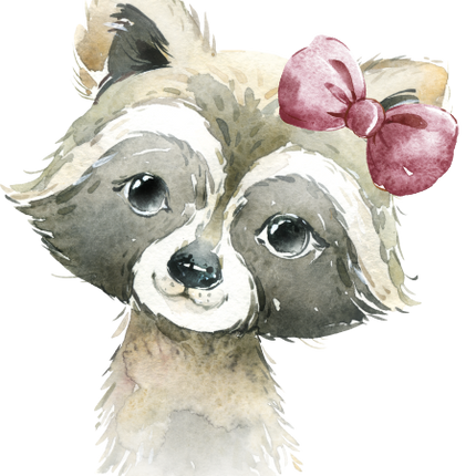 (s313-1-3B-10) Baby Racoon Maroon Bow